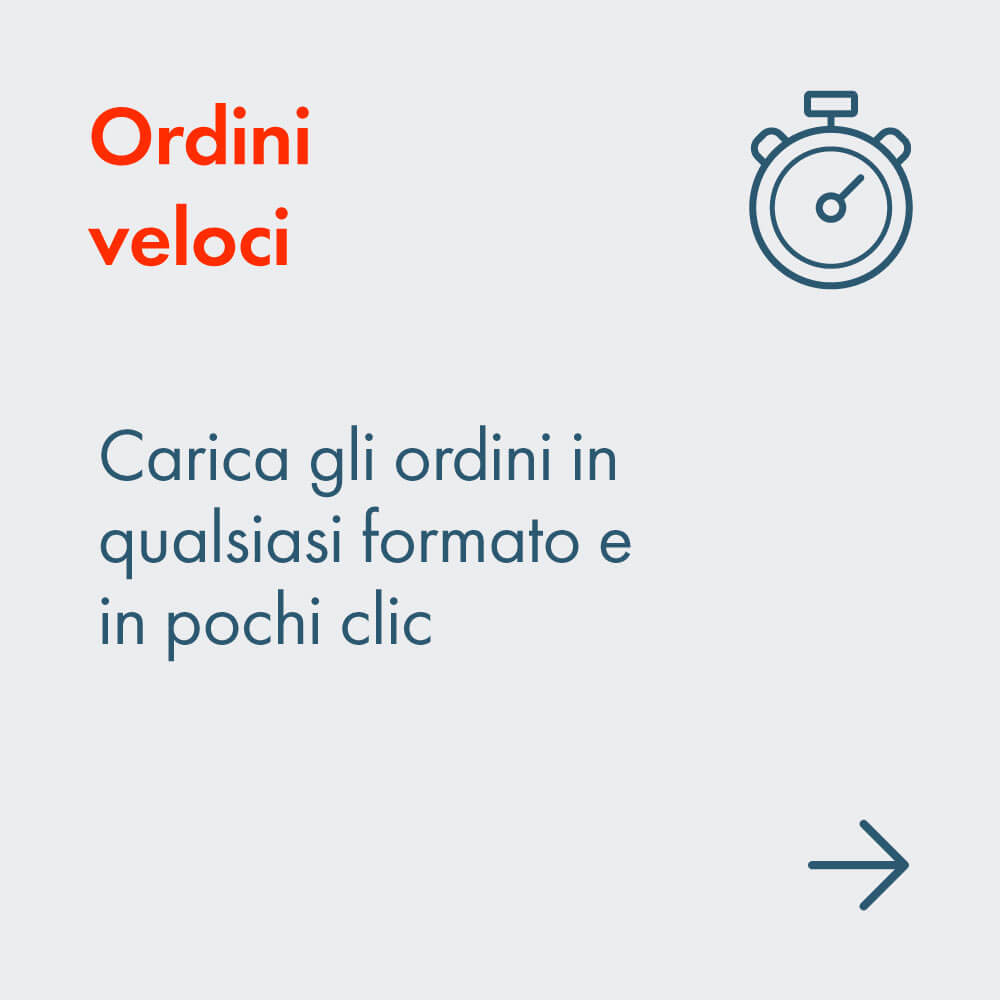 Ordini veloci:  Carica gli ordini in qualsiasi formato e in pochi clic